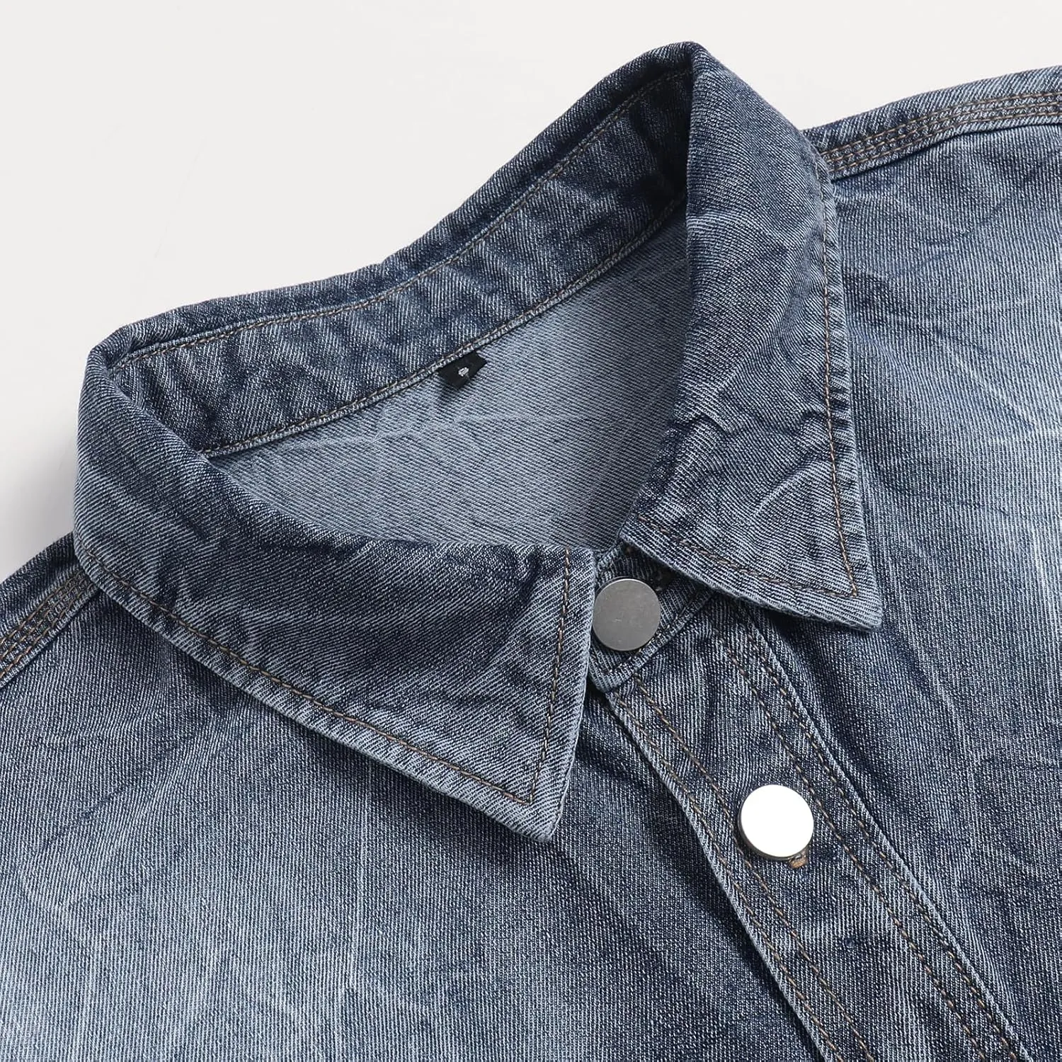 Women's Oversized Distressed Denim Jacket, Long Sleeve Button Down Jean Coat