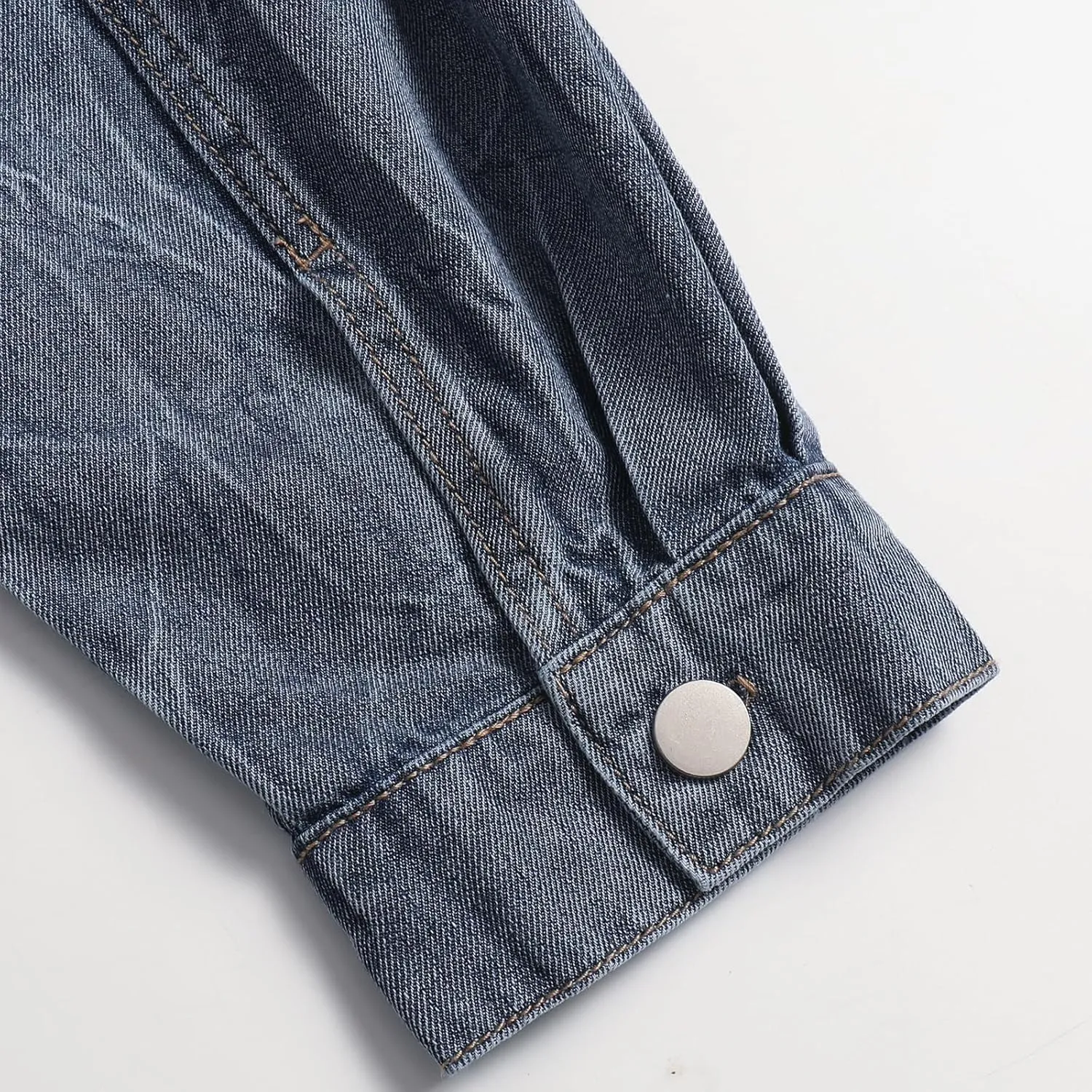 Women's Oversized Distressed Denim Jacket, Long Sleeve Button Down Jean Coat