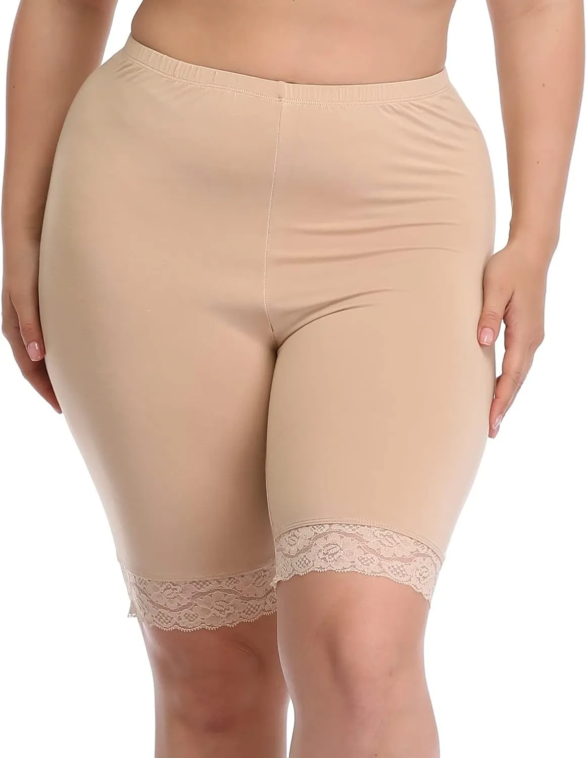 Women's Plus Size Short Leggings Ultra Soft Modal Cotton Shorts Under Dresses Mid Thigh Leggings Pants