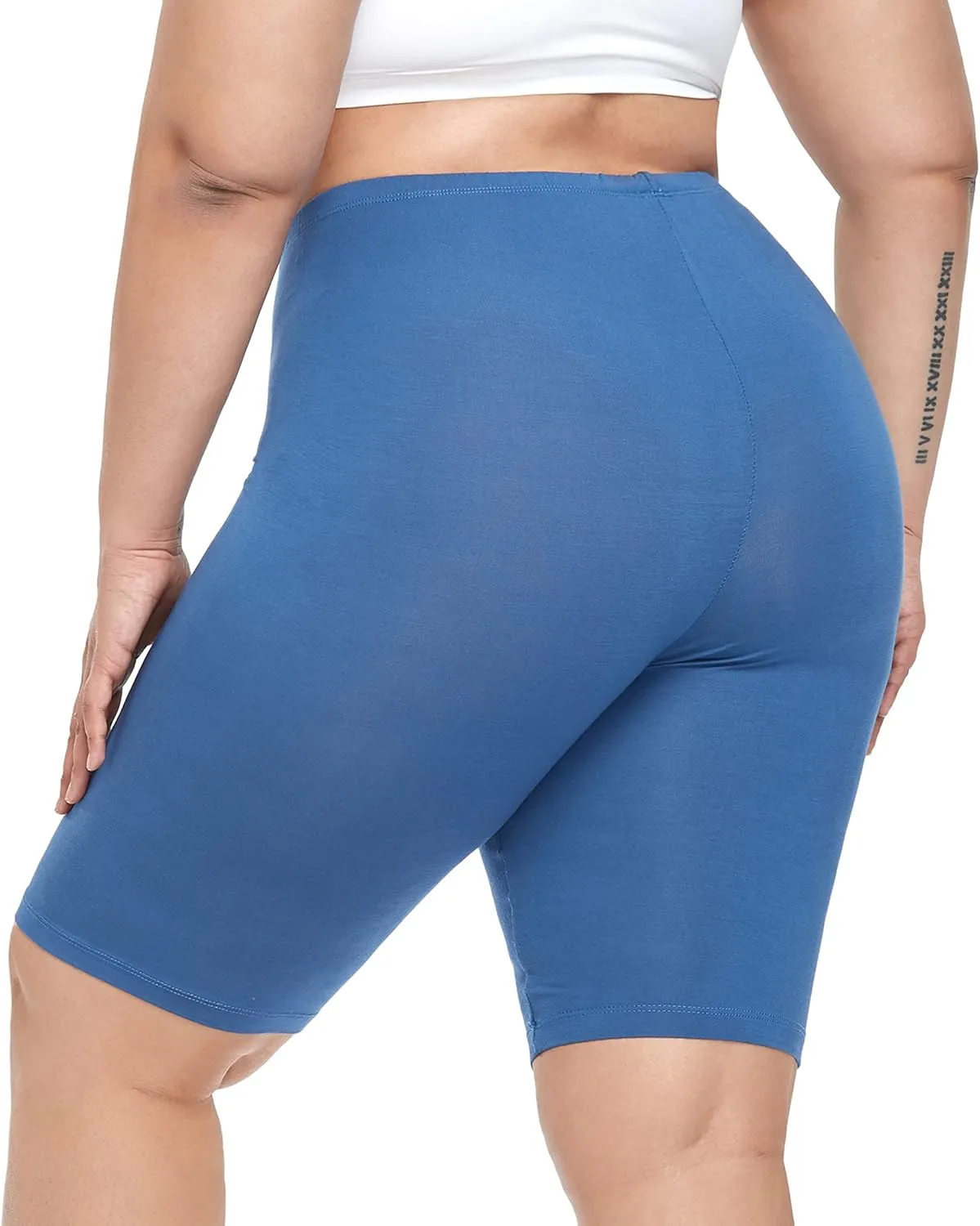 Women's Plus Size Short Leggings Ultra Soft Modal Cotton Shorts Under Dresses Mid Thigh Leggings Pants