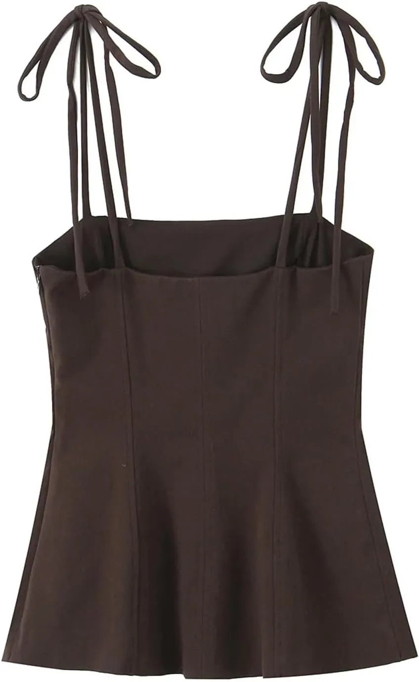 Women's Sexy Tank Tops Spring Sleeveless Suspender Backless Spaghetti Strap Short Camisole