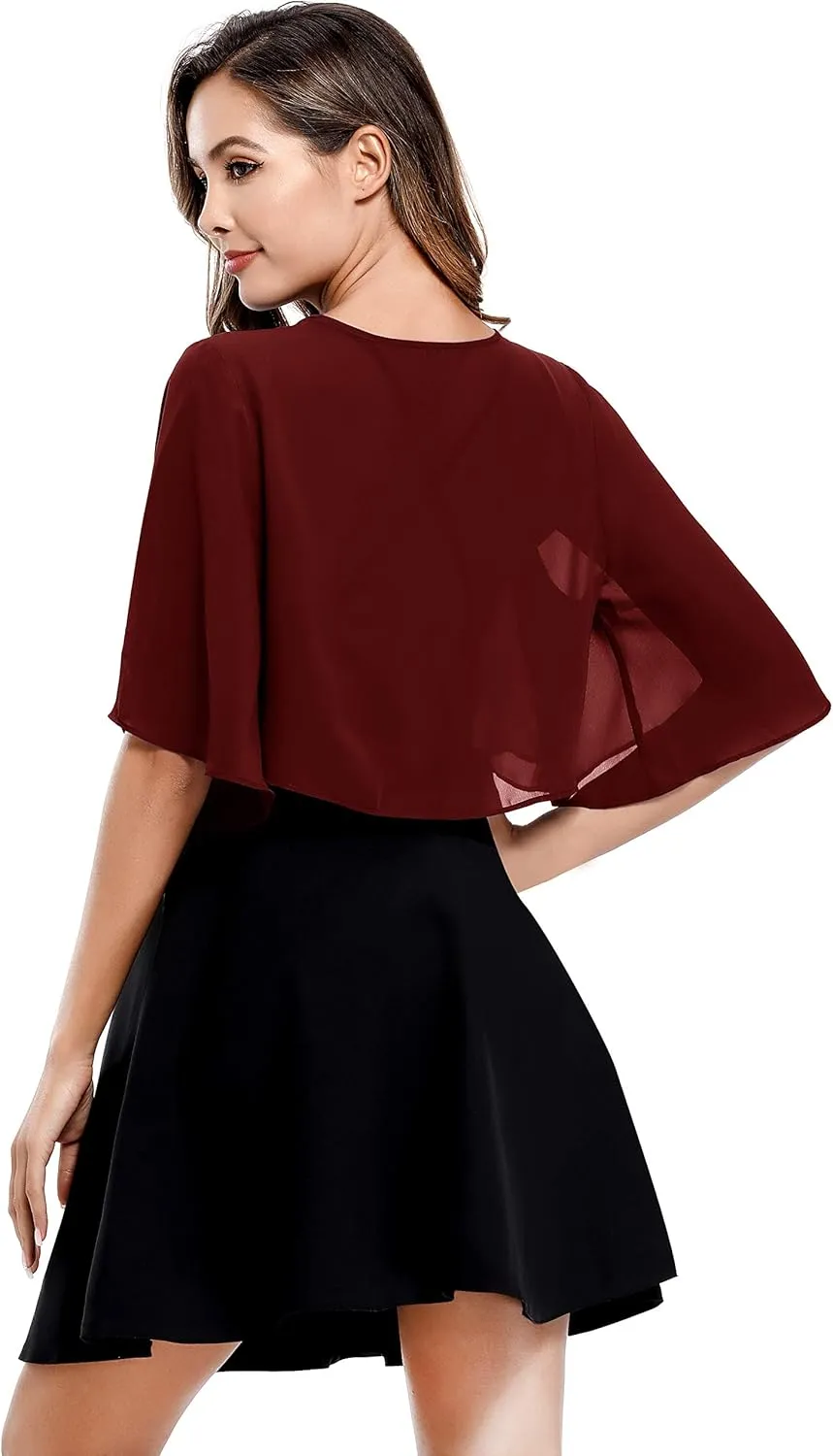 Women's Short Sleeve Open Front Soft Chiffon Shrug Cardigan for Evening Dresses