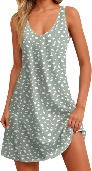 Women's Sleeveless Floral Dress Summer Casual Loose Fit V-Neck Summer for Beach, Party, or Daily Wear