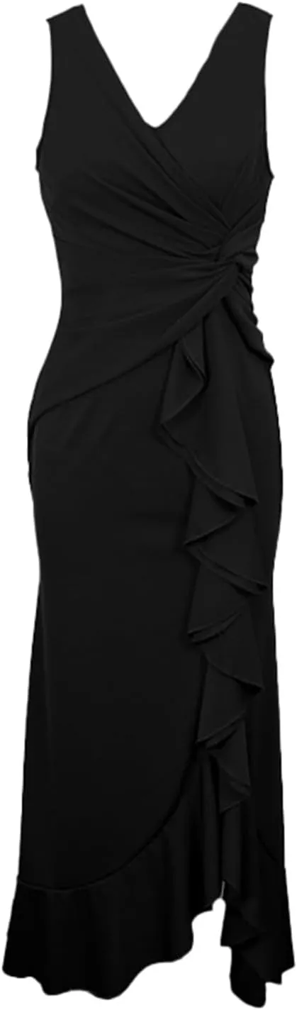 Women's Sleeveless Wedding Guest Dresses 2025 Summer Trendy Elegant Ruched Ruffle Slit Maxi Long Flowy Sundress