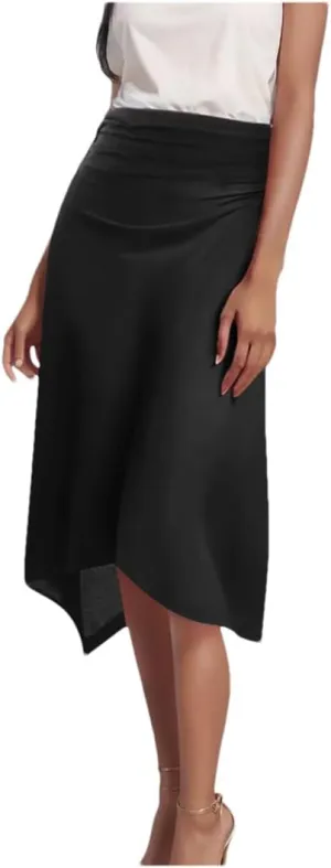 Women's Slimming Waist Irreguar Hem Flowy Handkerchief Hemline Midi Skirt Petite Half Dresses