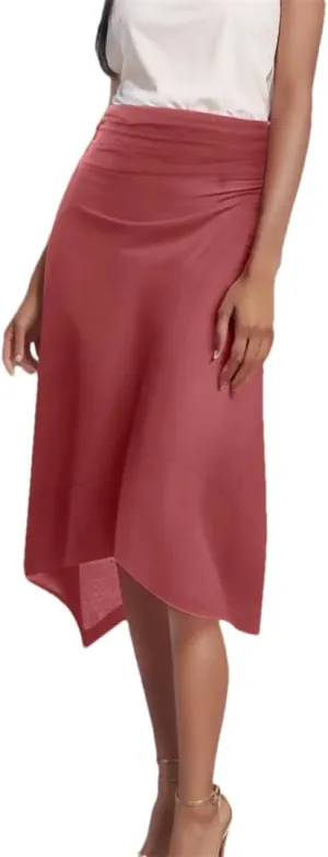 Women's Slimming Waist Irreguar Hem Flowy Handkerchief Hemline Midi Skirt Petite Half Dresses