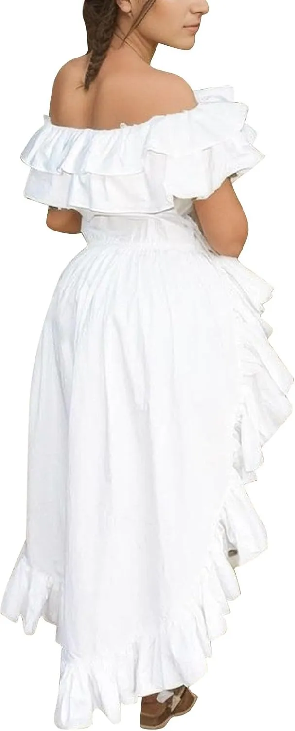 Women's Solid Color Sexy Chic Off Shoulder Ruffle Hem Tail Skirt Casual Skirts for Women 2024