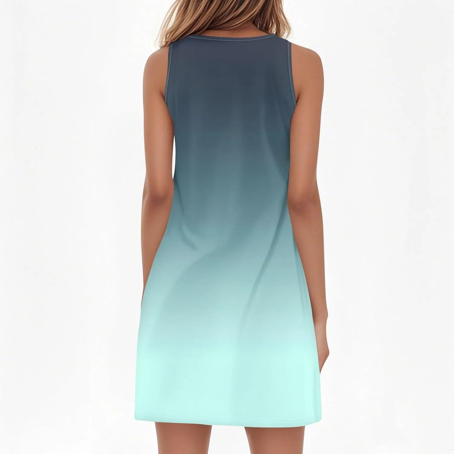 Womens Summer Dresses 2025 Casual V Neck Sleeveless Sundress Fashion Beach Print Dresses Elegant Vacation Mini-Dress