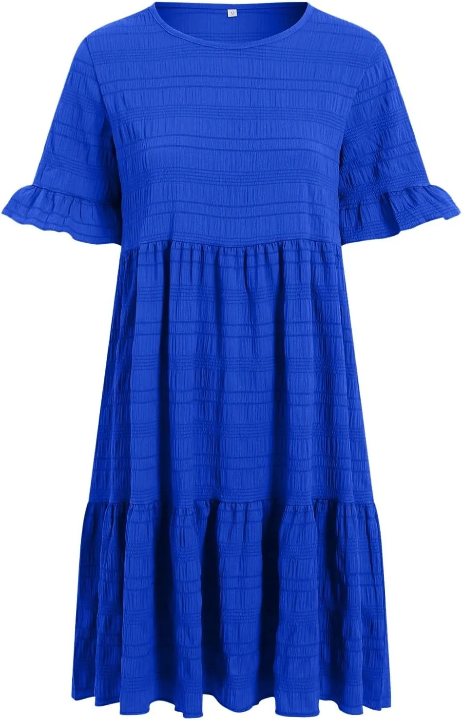 Womens Summer Dresses Crew Neck Ruffle Sleeve Lightweight Soft Dressy Casual Dress Vacation Going Out Work Outfit