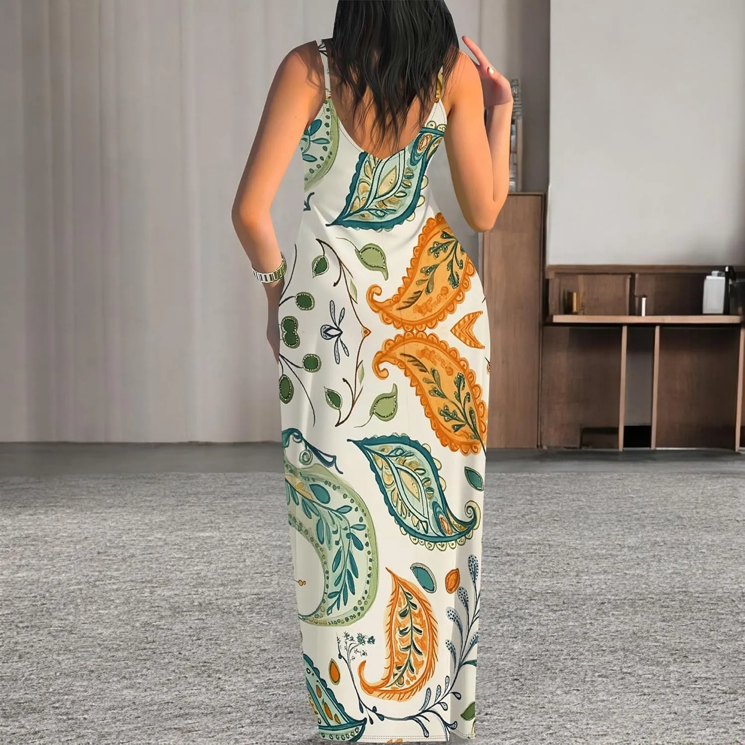 Women's Summer Maxi Dress Long Dress Casual Boho Slip Sexy Slim Sleeveless Spaghetti Strap Tiered Beach Sun Dresses