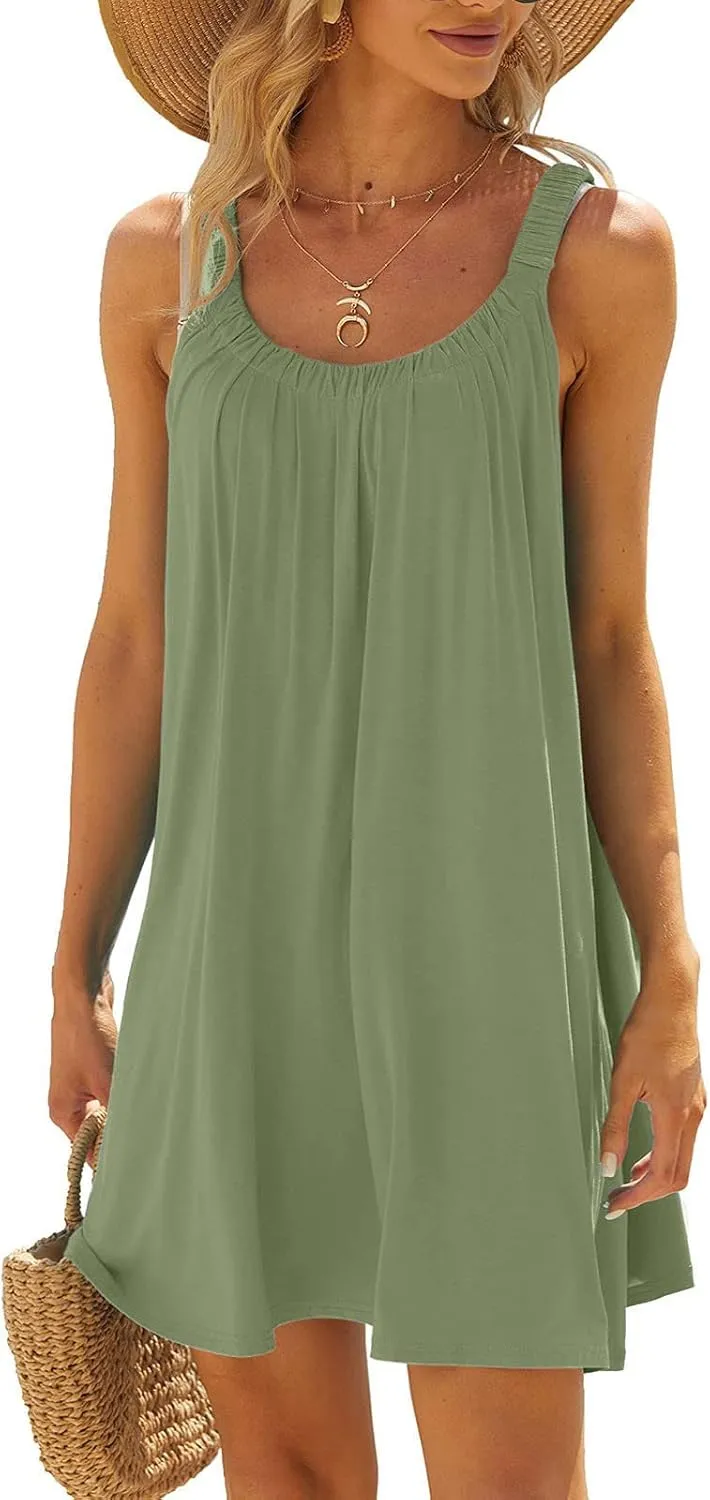 Womens Summer Sundresses Vest Sling Beach Dresses Bikini Beachwear Coverups Casual Vacation Mini Dress