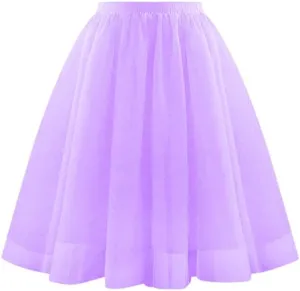 Womens Tulle Skirts Midi Elastic High Waisted Pleated Mesh Flowy A-Line Party Long Tutu Skirt Fashion Clothes