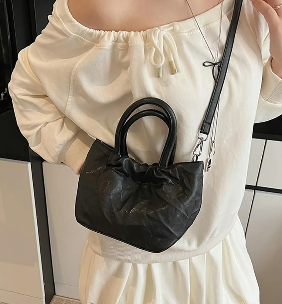 Womens Vegan Leather Crossbody Purses Small Chic Pleated Shoulder Tote Bag Satchels Bucket Top Handle Handbags 2025