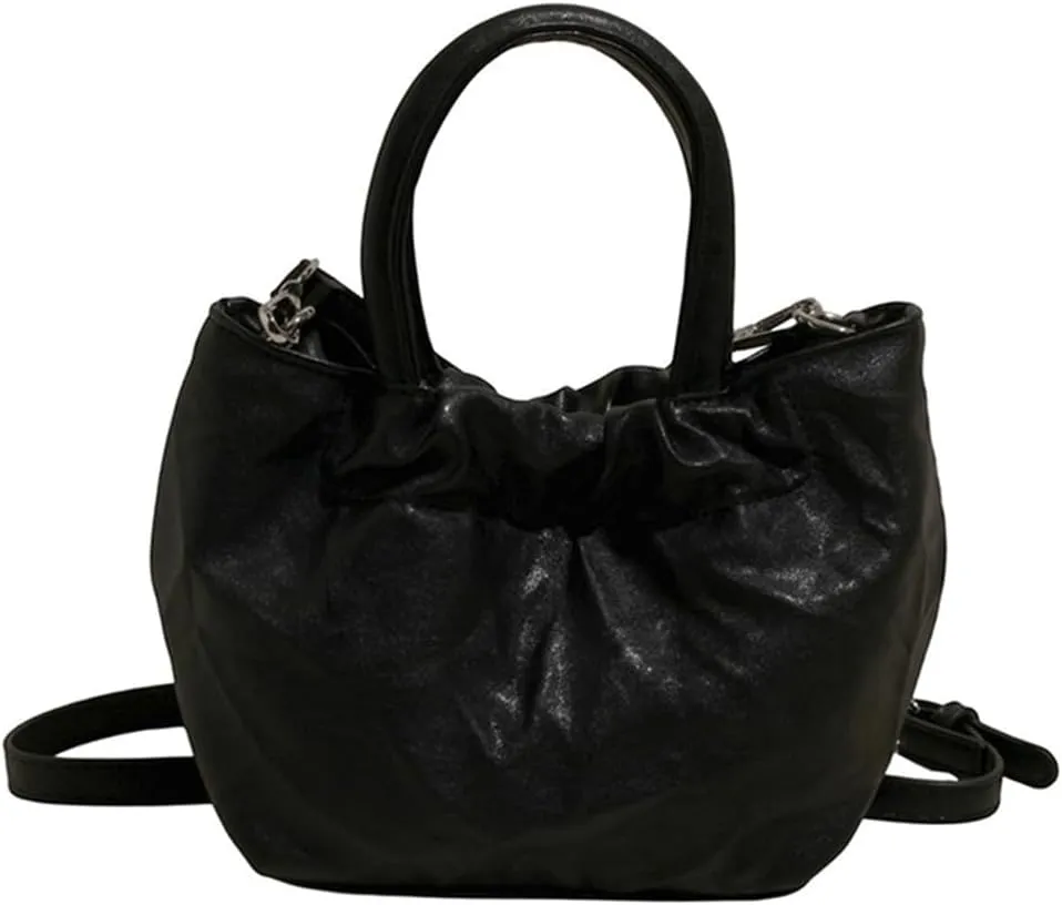 Womens Vegan Leather Crossbody Purses Small Chic Pleated Shoulder Tote Bag Satchels Bucket Top Handle Handbags 2025