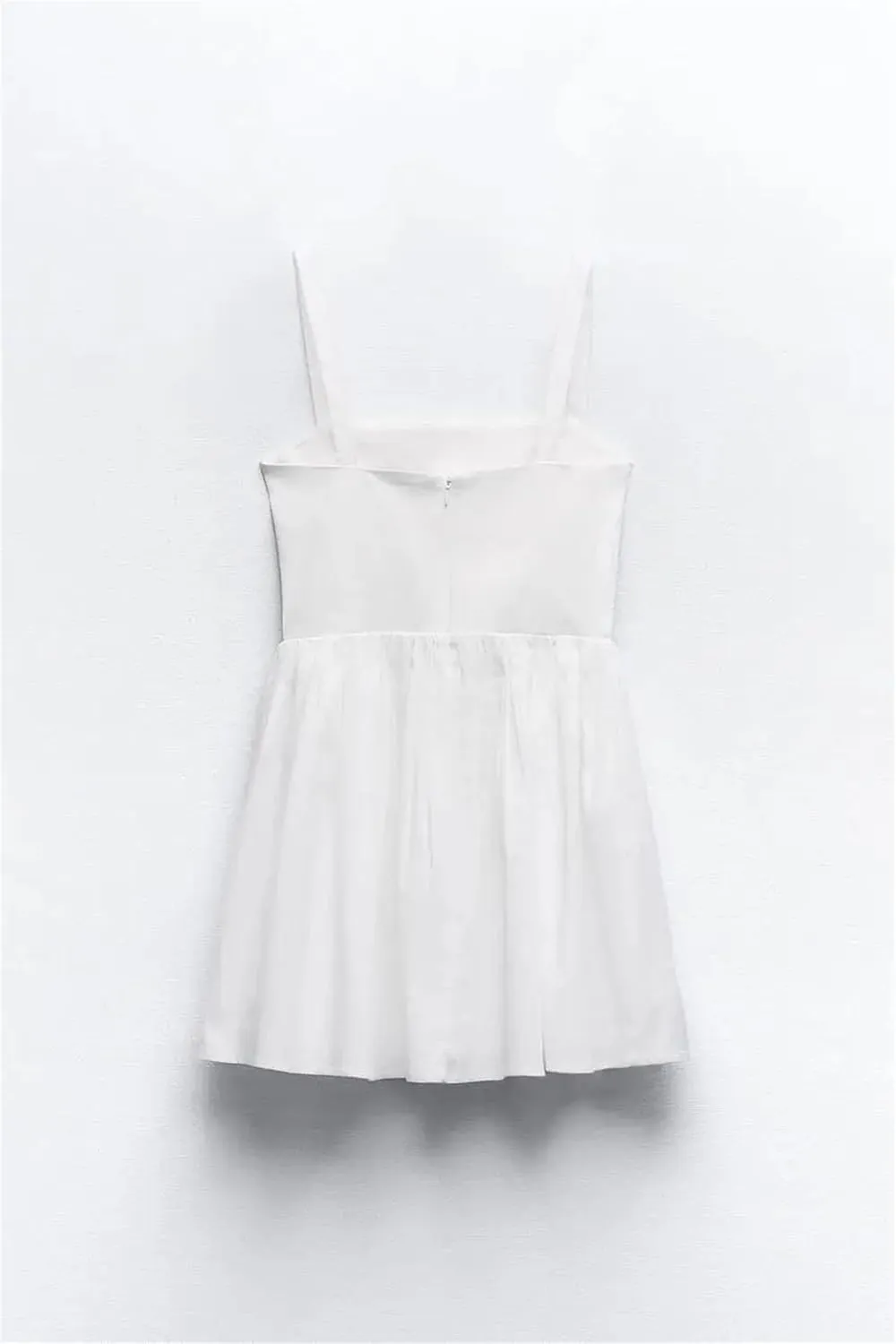 Women's Voluminous Skirt Dress Solid High Waisted Hidden Zip One Line Neck Strap Lining Skirt Chic Dress