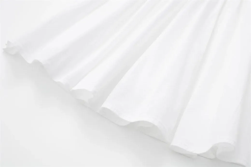 Women's Voluminous Skirt Dress Solid High Waisted Hidden Zip One Line Neck Strap Lining Skirt Chic Dress
