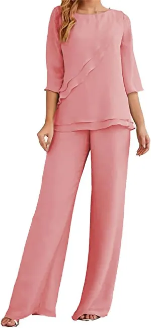 Women's Wedding Pant Suits Elegant Mother of The Bride Pant Suit Chiffon Pants Suits for Women