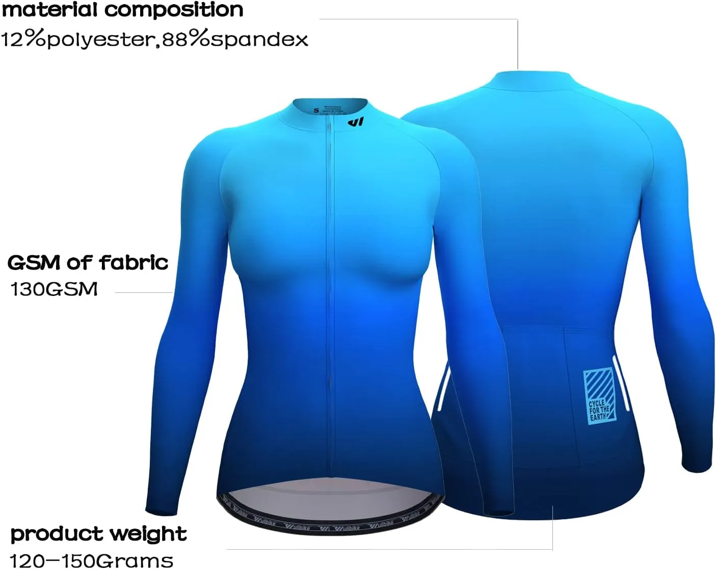 Wulibike Cycling Jersey Women Long Sleeve,Bicycle Biking Bike Shirts for Women with Pockets