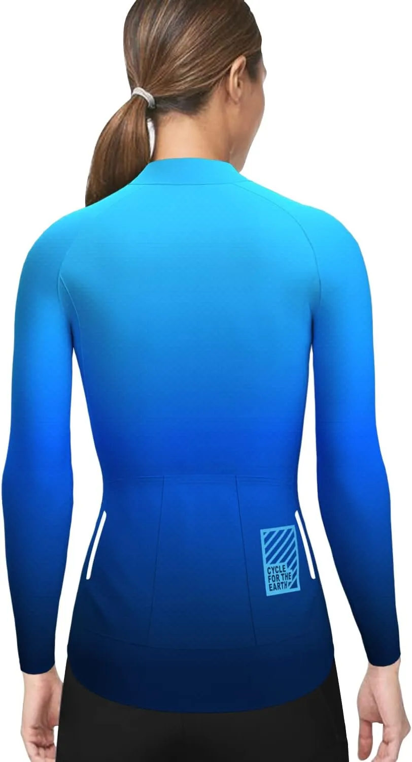 Wulibike Cycling Jersey Women Long Sleeve,Bicycle Biking Bike Shirts for Women with Pockets