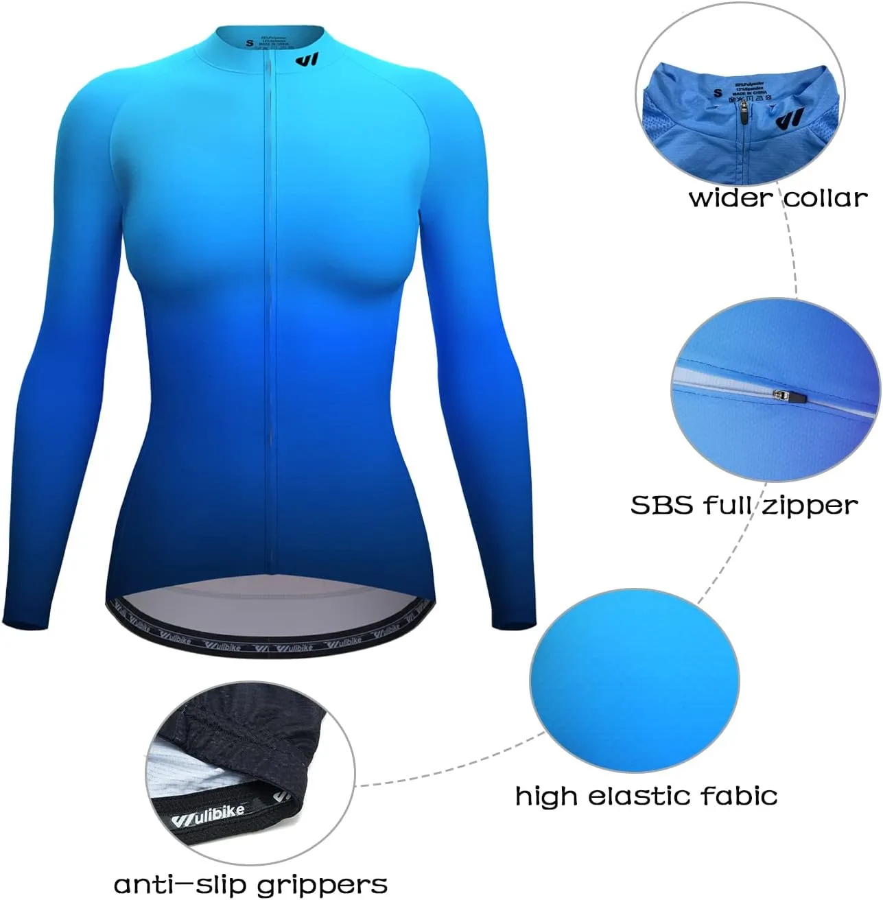 Wulibike Cycling Jersey Women Long Sleeve,Bicycle Biking Bike Shirts for Women with Pockets