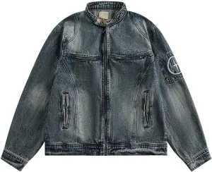Y2k Denim Jacket for Men Women's Oversize Vintage Washed Boyfriend Denim Jacket, Unlined Denim Jacket for Men and Women