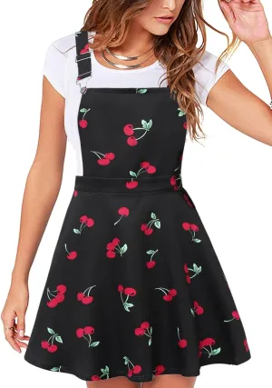 YOINS Overall Pinafore Dresses for Women Adjustable Straps Pleated Mini Cute Suspender Skirts Pinafore Dress